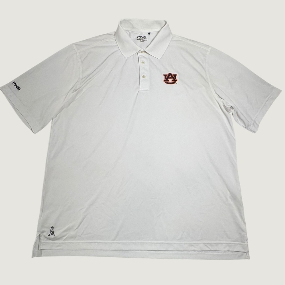Ping Auburn Tigers Polo Mens XL White Performance Golf Shirt NCAA SEC Mr Ping